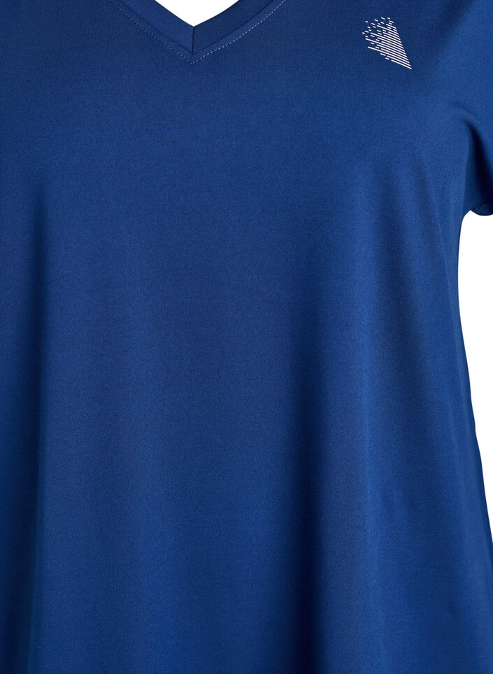Tr&auml;nings t-shirt med v-ringning och l&ouml;s passform, Bl&aring;, Packshot image number 2