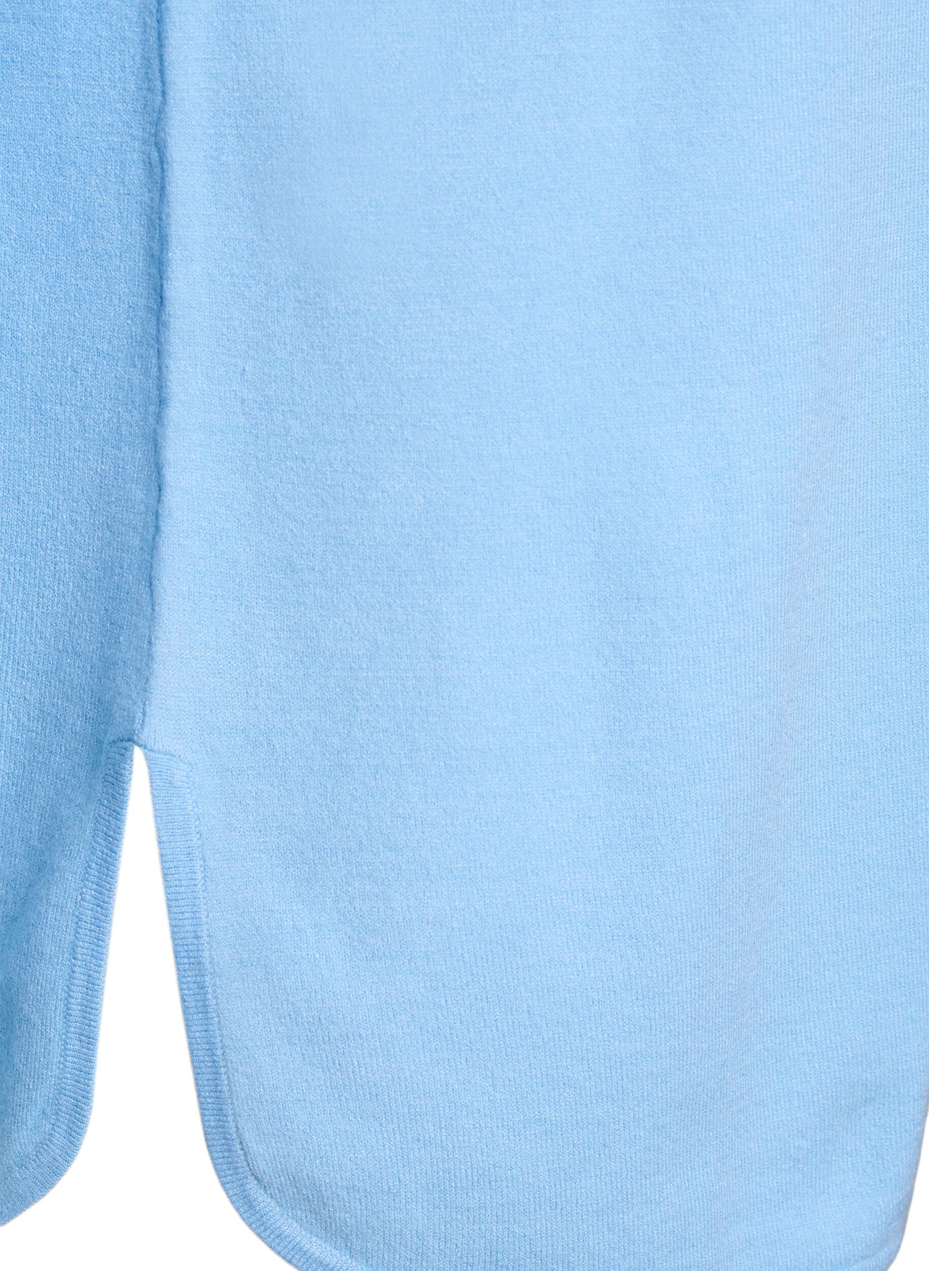 Zizzi Stickad blus med rund hals och stickat m&ouml;nster, Bl&aring;, Packshot image number 3