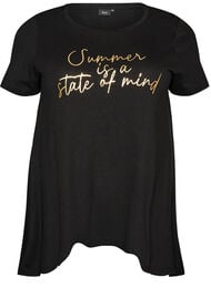 T-shirt med rund hals och A-linjeform, Svart