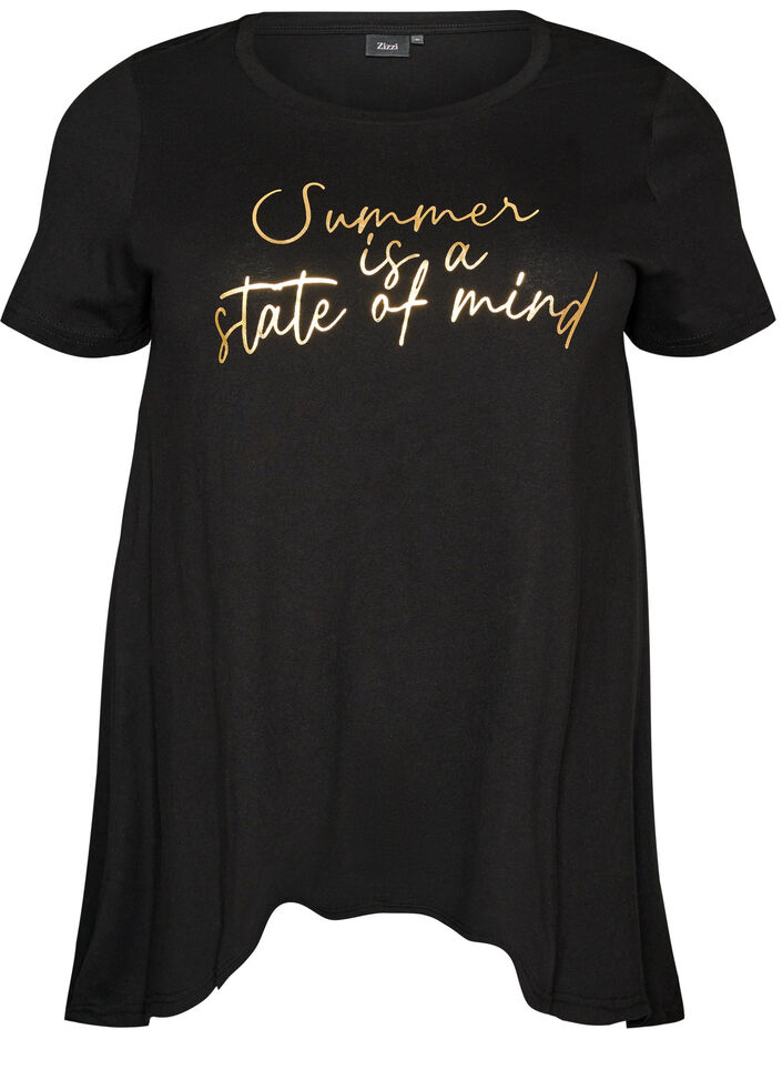 T-shirt med rund hals och A-linjeform, Svart, Packshot image number 0