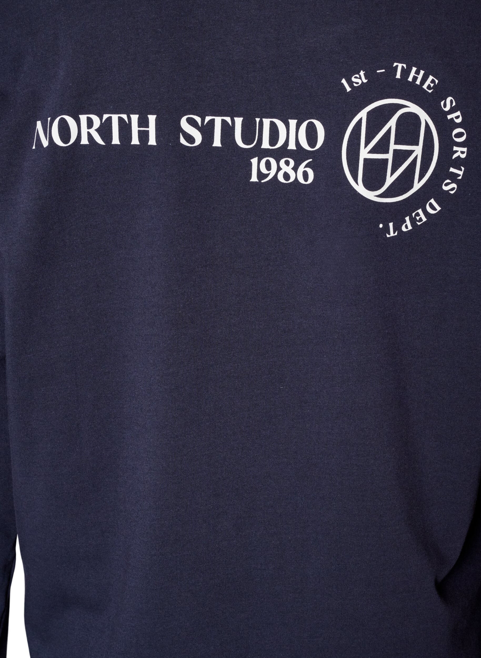 ZizziL&aring;ng&auml;rmad blus i jersey med texttryck, Bl&aring;, Packshot image number 4