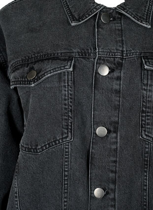 Löst sittande jeansjacka med slitdetaljer, Dark Grey Denim, Packshot image number 2