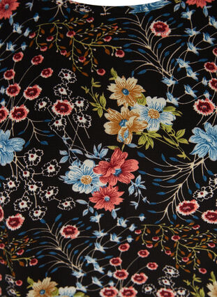 Blus med korta ärmar, Black flower aop, Packshot image number 2