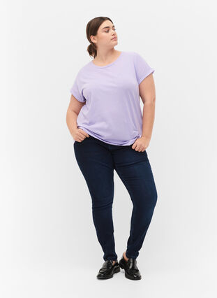 Kortärmad t-shirt i bomullsmix, Lavender, Model image number 2
