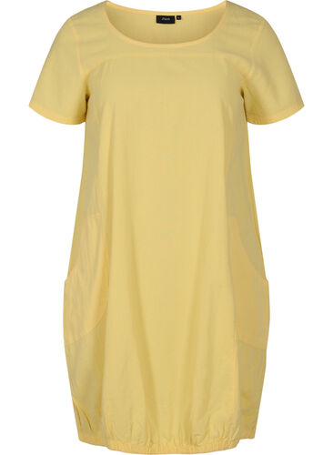 Kortärmad klänning i bomull, Goldfinch, Packshot image number 0