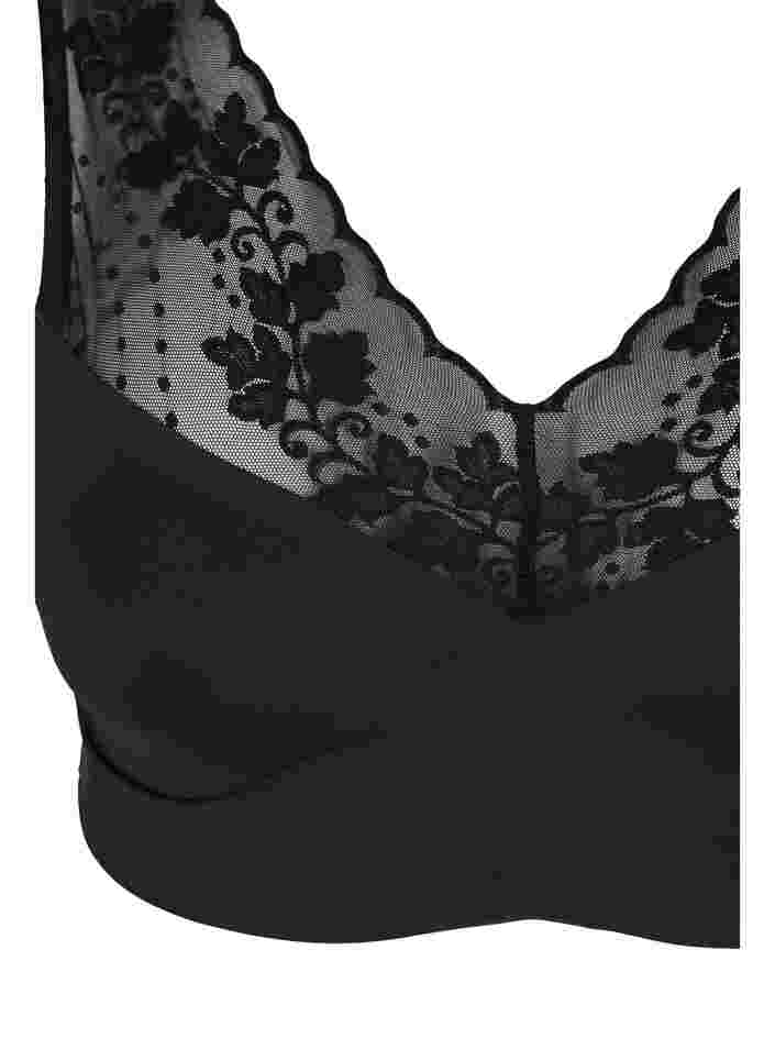 Mjuk bh med axelband i spets, Black, Packshot image number 2
