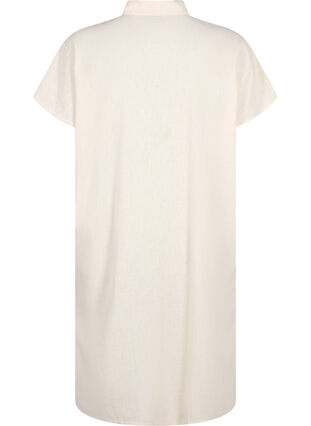 Lång skjorta i bomullsblandning med linne, Sandshell, Packshot image number 1