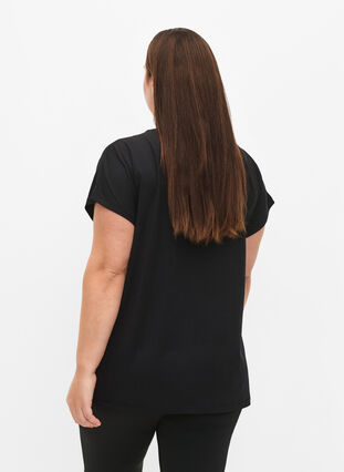 Kortärmad tränings t-shirt med tryck, Black/Sugar Plum, Model image number 1