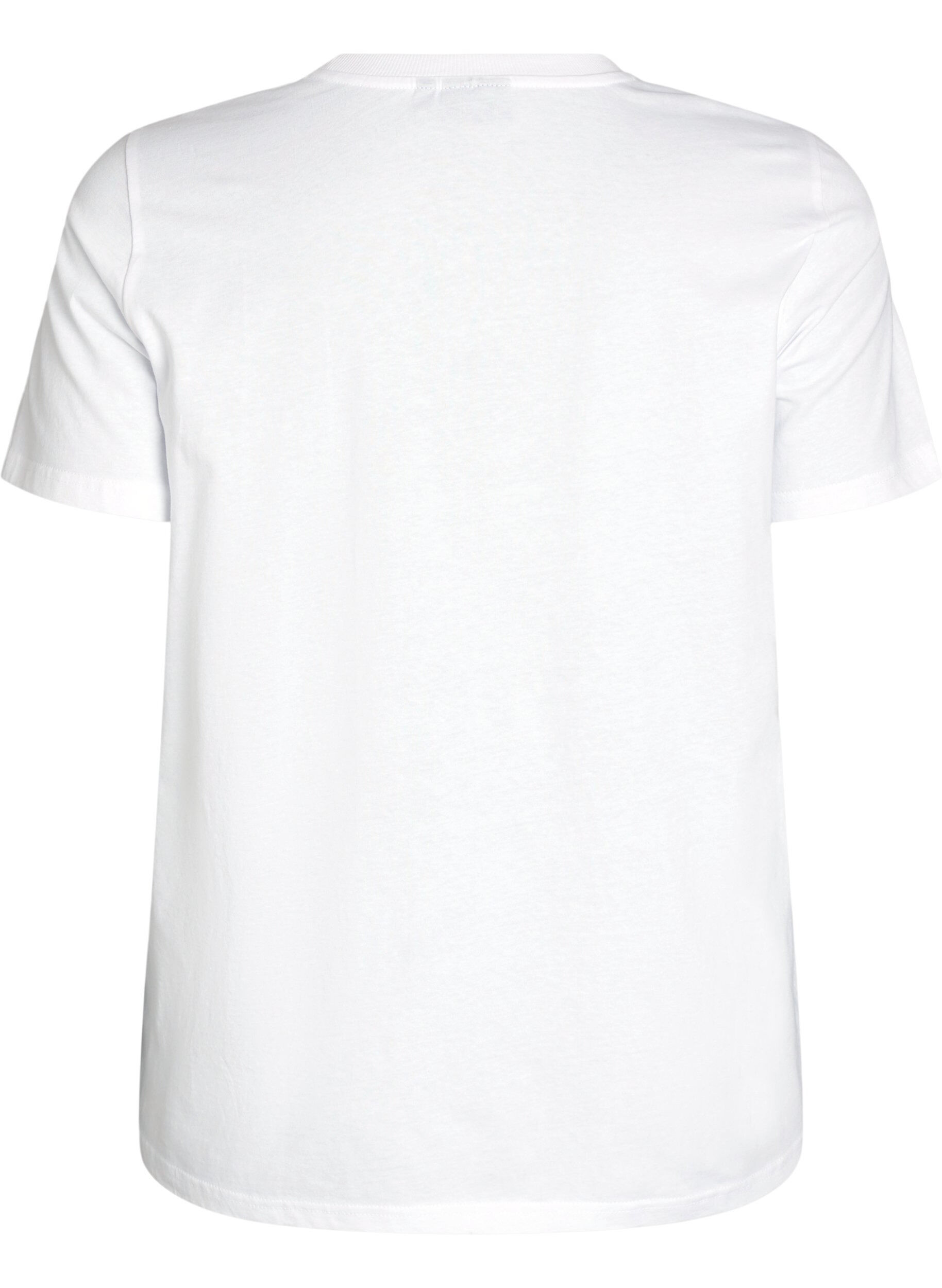 Zizzi T-shirt i bomull med tryck framtill, Vit, Packshot image number 1