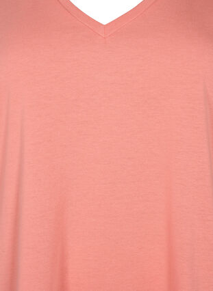 Kortärmad t-shirt med v-hals, Bright Coral, Packshot image number 2