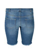 Jeansshorts med hög midja och råa kanter, Dark blue denim, Packshot image number 1