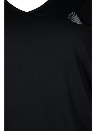 Enfärgad tränings-t-shirt med V-ringad hals, Black, Packshot image number 2