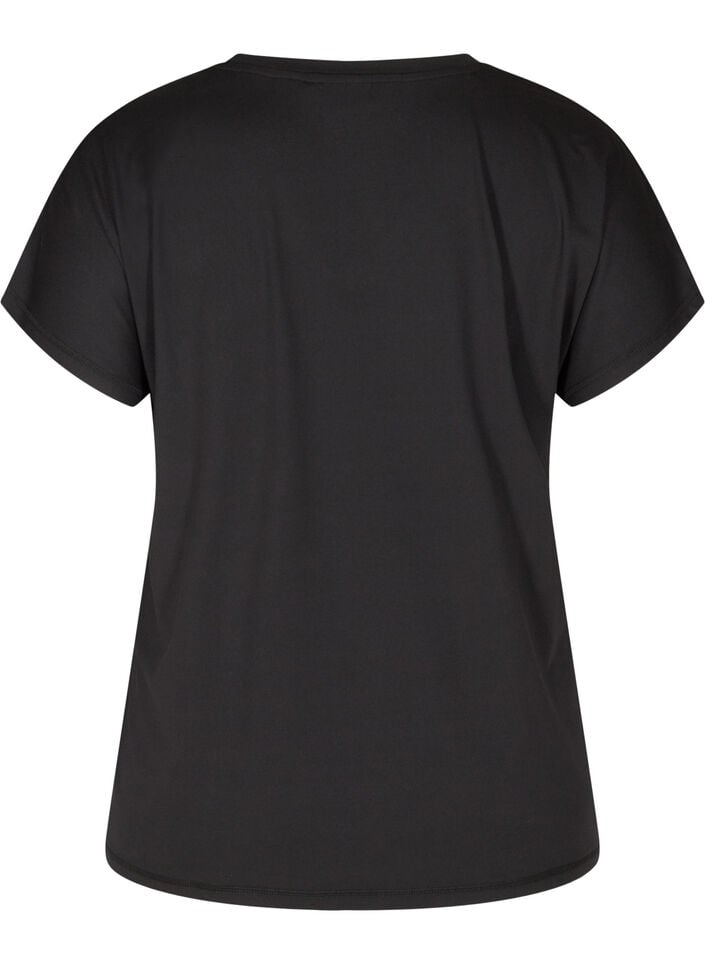 Tr&auml;nings t-shirt med v-ringning och l&ouml;s passform, Svart, Packshot image number 1