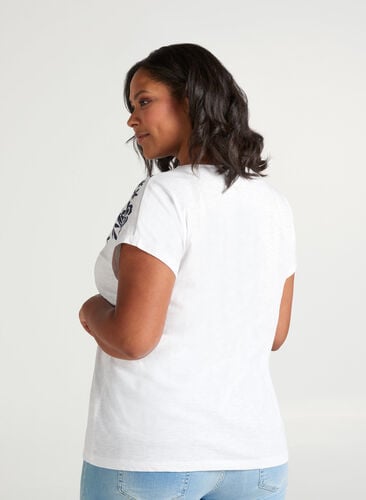 T-shirt med tryck, Bright White W. mood indigo, Model image number 1