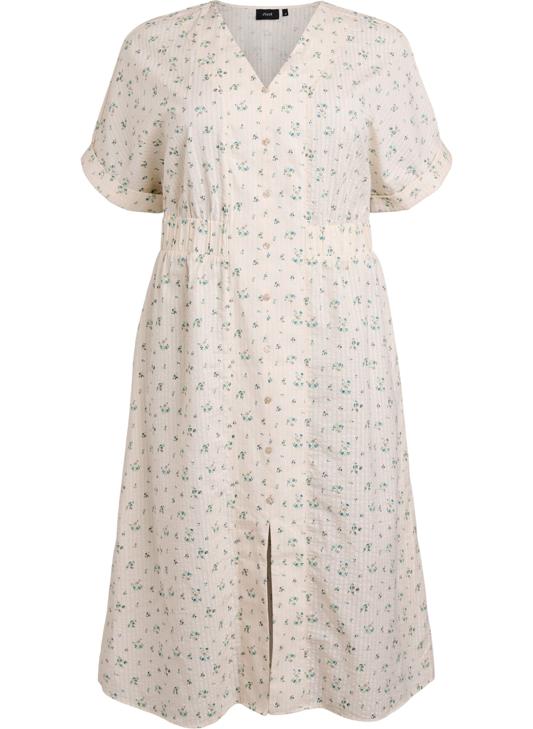 Midikl&auml;nning med korta &auml;rmar och slits framtill