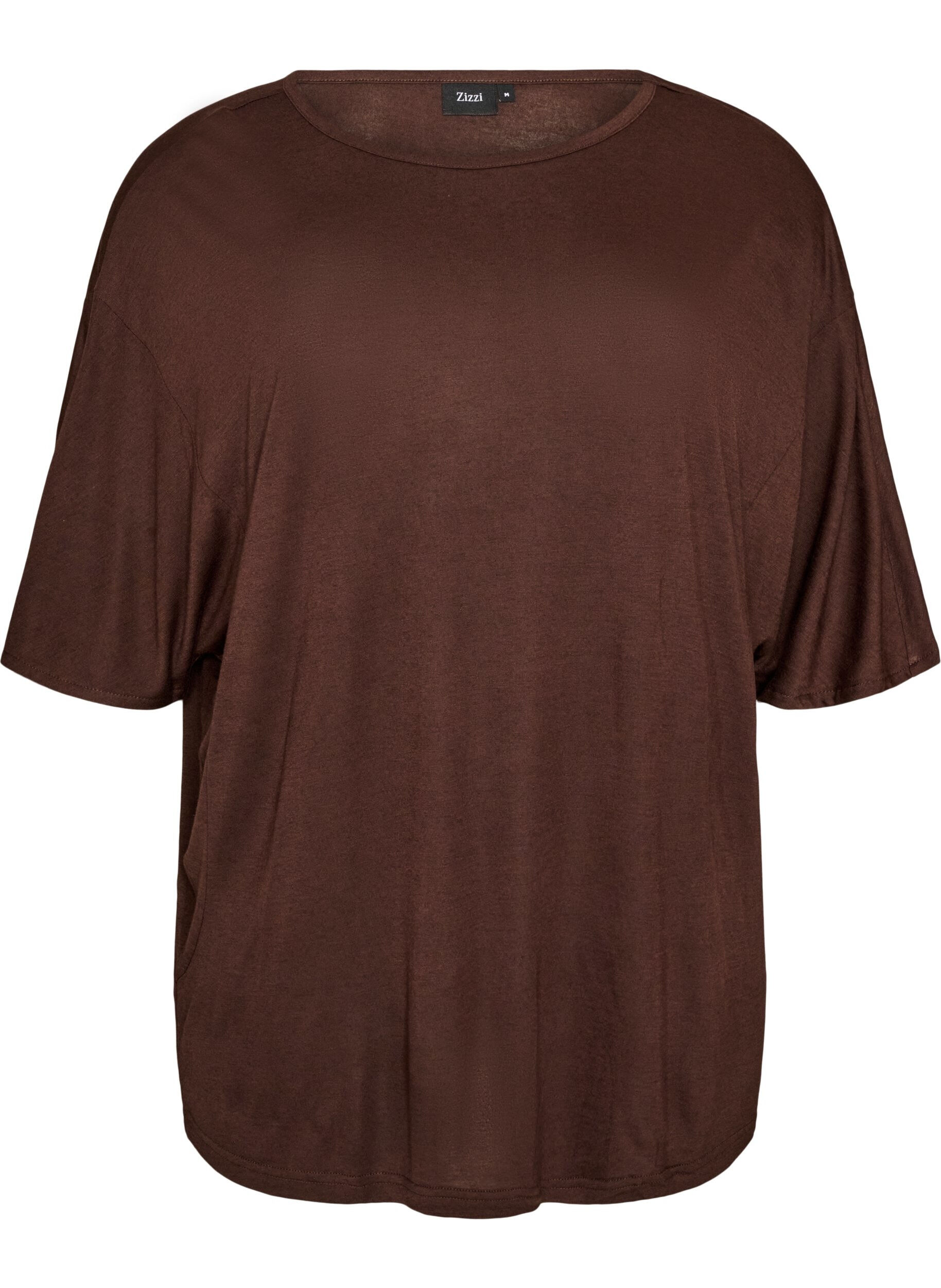 ZizziL&ouml;s t-shirt i viskosjersey, Brun, Packshot image number 0