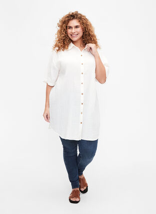 Kortärmad skjorta med knappar, Off-White, Model image number 2