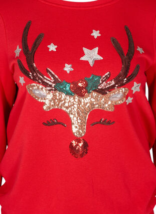 Sweatshirt med julmotiv och paljetter, Tango Red, Packshot image number 2