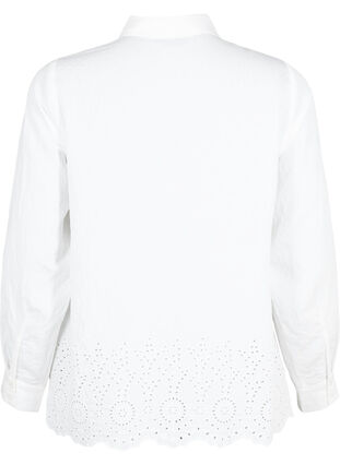 Viskosskjorta med Broderie anglaise, Bright White, Packshot image number 1