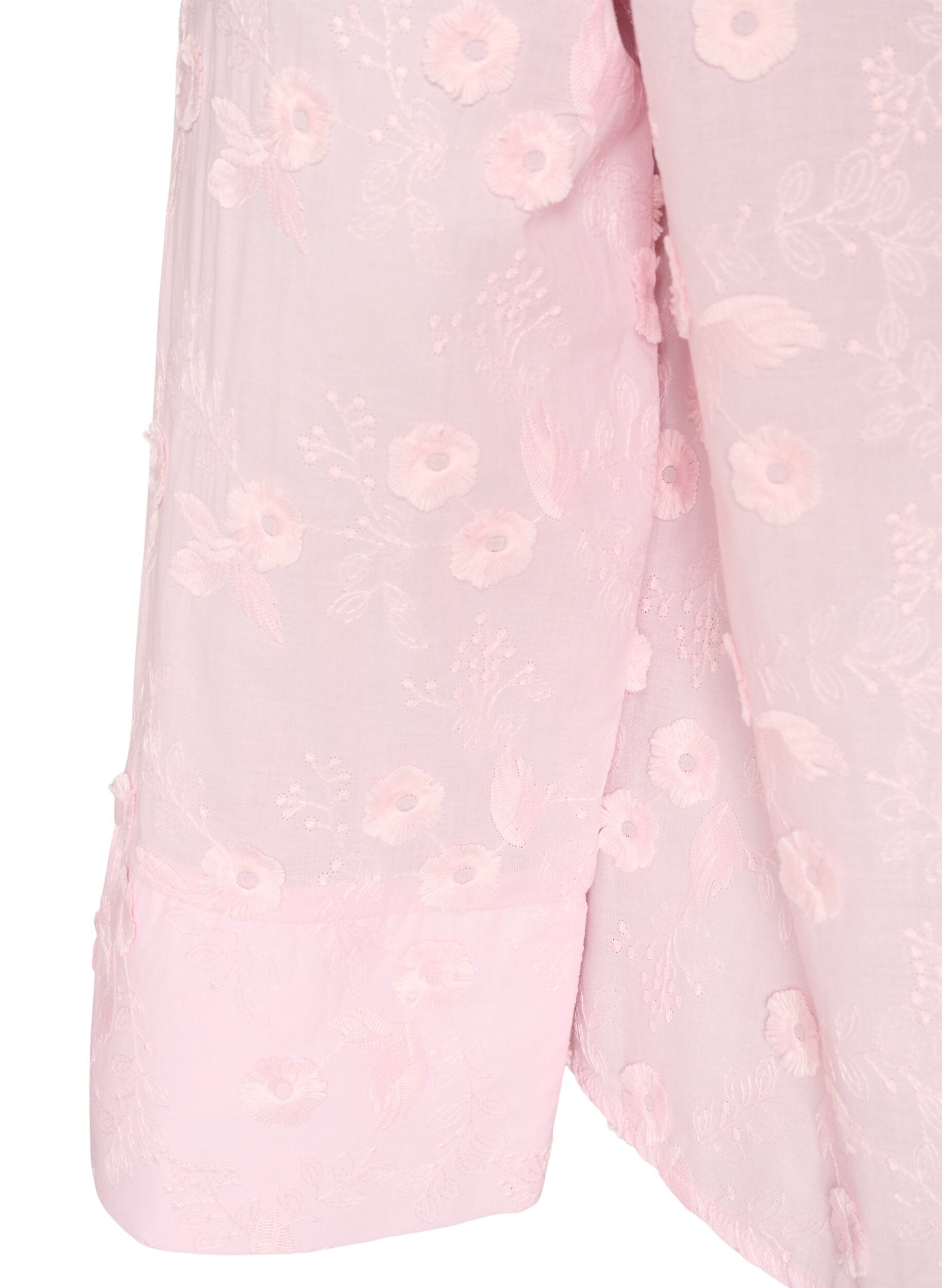 ZizziSkjorta med blommigt broderi och vida &auml;rmar, Rosa, Packshot image number 3
