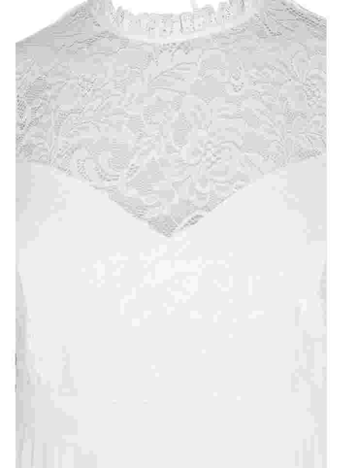 Ärmlös brudklänning med spets och plisserad kjol , Star White, Packshot image number 2