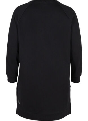 Sweatshirtklänning med fickor och slits, Black, Packshot image number 1