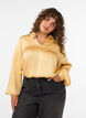 Blus med skjortkrage och v-ringning, Gul, Model image number 0
