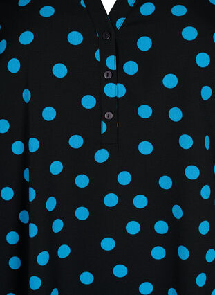 Blommönstrad tunika med trekvartsärmar, Black Blue Dot, Packshot image number 2