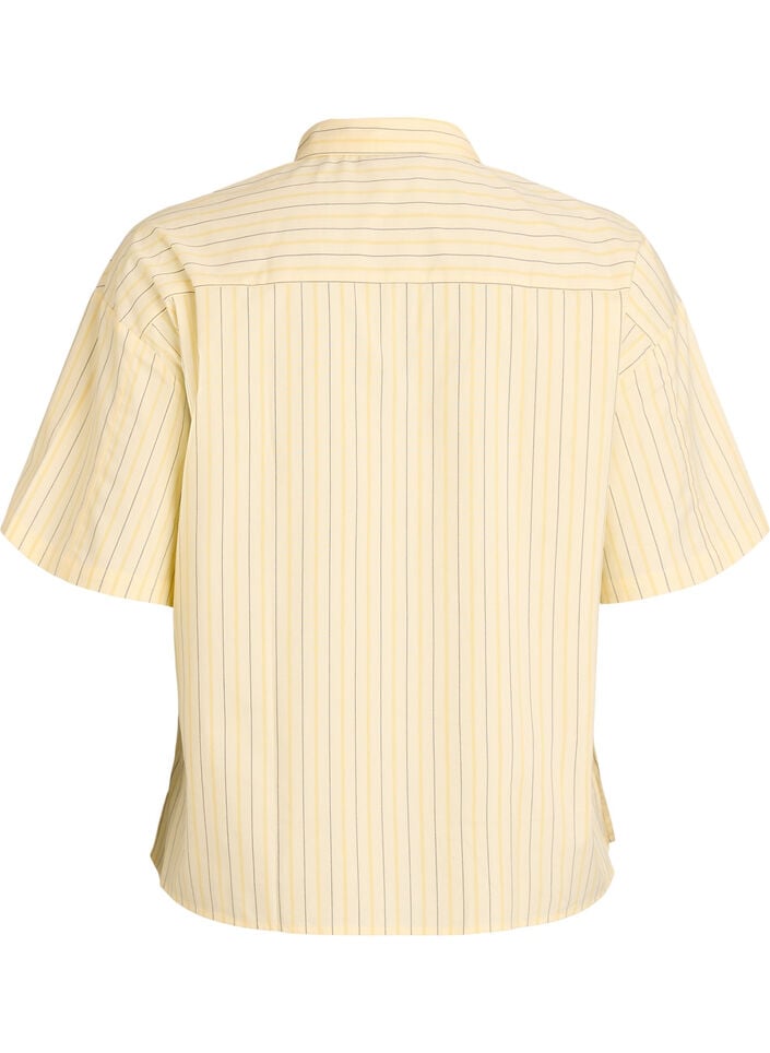 Randig blus i l&ouml;s passform, Gul, Packshot image number 1