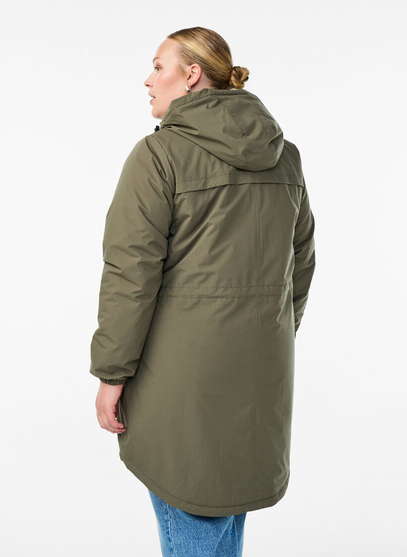 L&auml;tt vadderad parkas med huva, Gr&ouml;n, Model image number 2