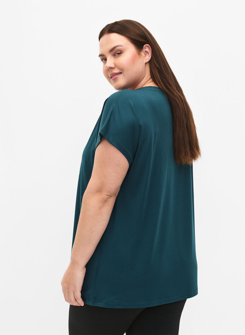 Kortärmad tränings t-shirt med tryck, Deep Teal/Pacific, Model image number 1