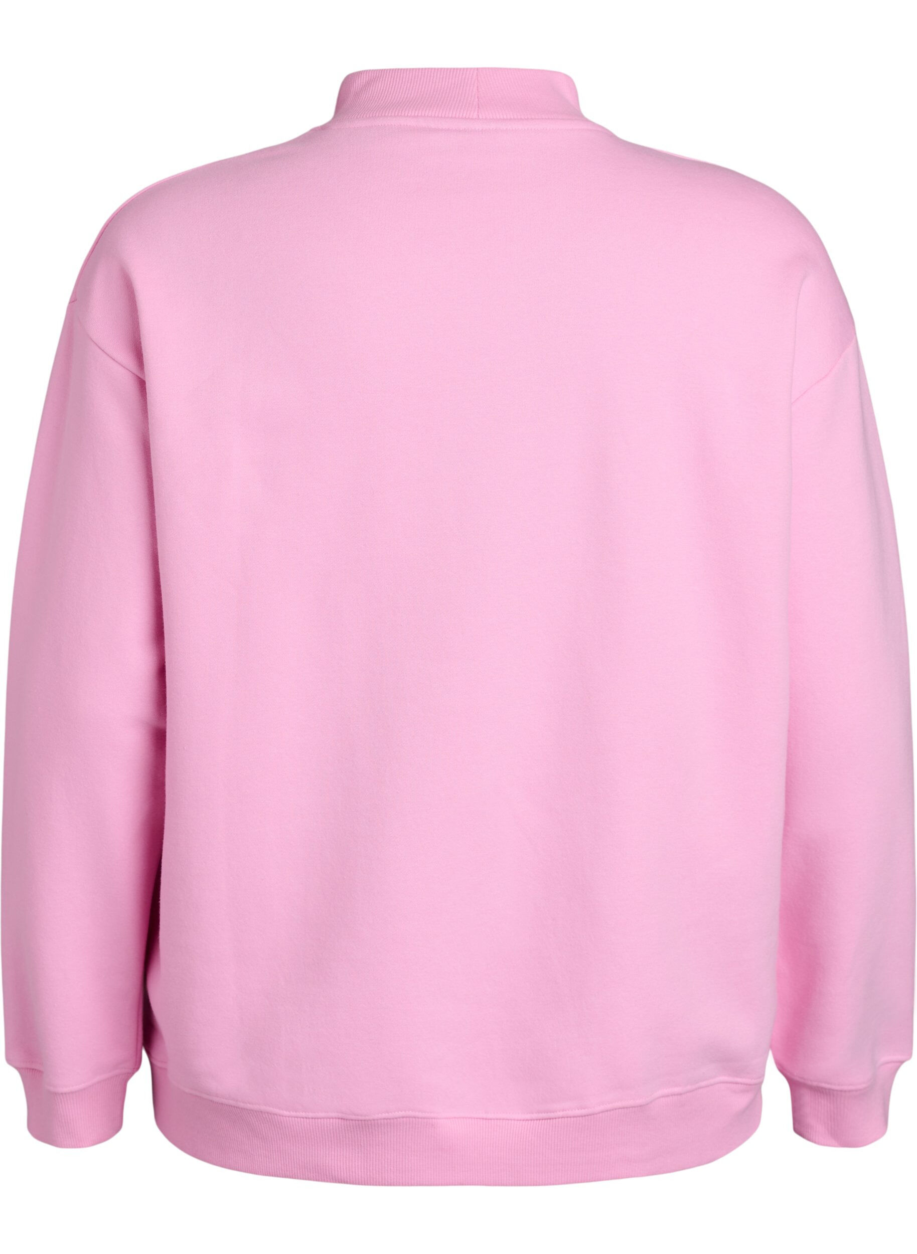 Zizzi Sweatshirt med h&ouml;g hals och l&aring;nga &auml;rmar, Rosa, Packshot image number 1