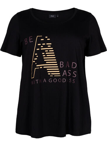  T-shirt till träning med print, Black w. Bad Ass, Packshot image number 0
