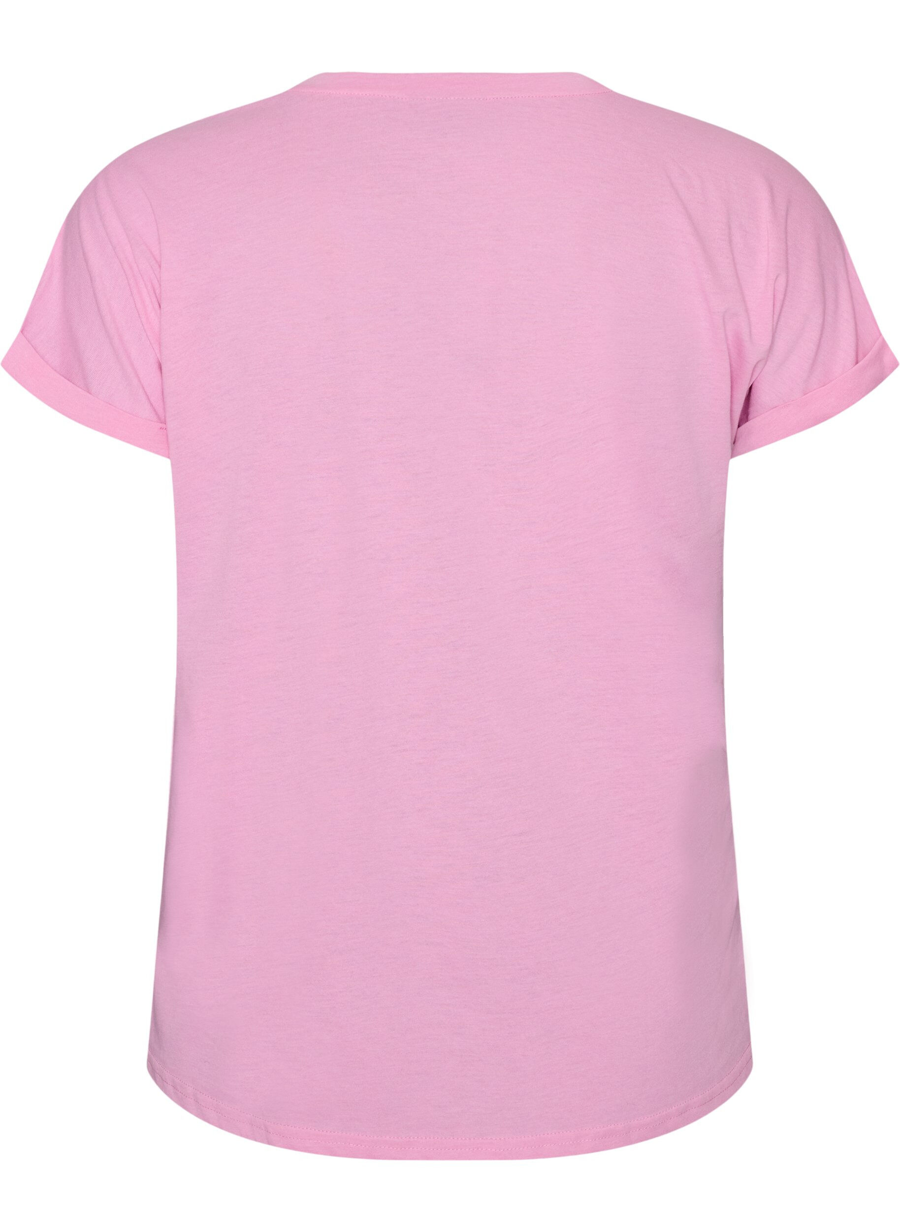 ZizziKort&auml;rmad t-shirt i bomullsmix, Rosa, Packshot image number 1