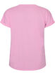 Kort&auml;rmad t-shirt i bomullsmix, Rosa, Packshot image number 1