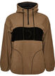 Anorak i fleece med huva och kontrastpanel, Brun, Packshot image number 0