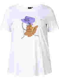 T-shirt i bomull med rund hals och tryck