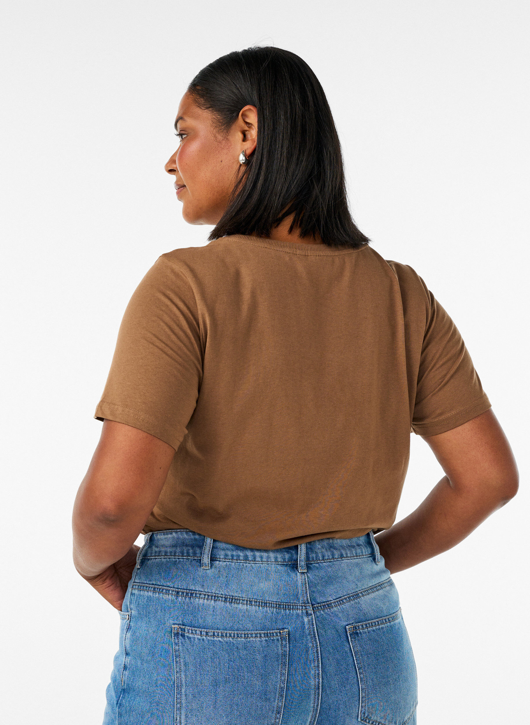ZizziT-shirt i bomull med tryck, Brun, Model image number 2