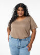 Kort&auml;rmad enkel t-shirt med v-ringning, Brun, Model image number 0