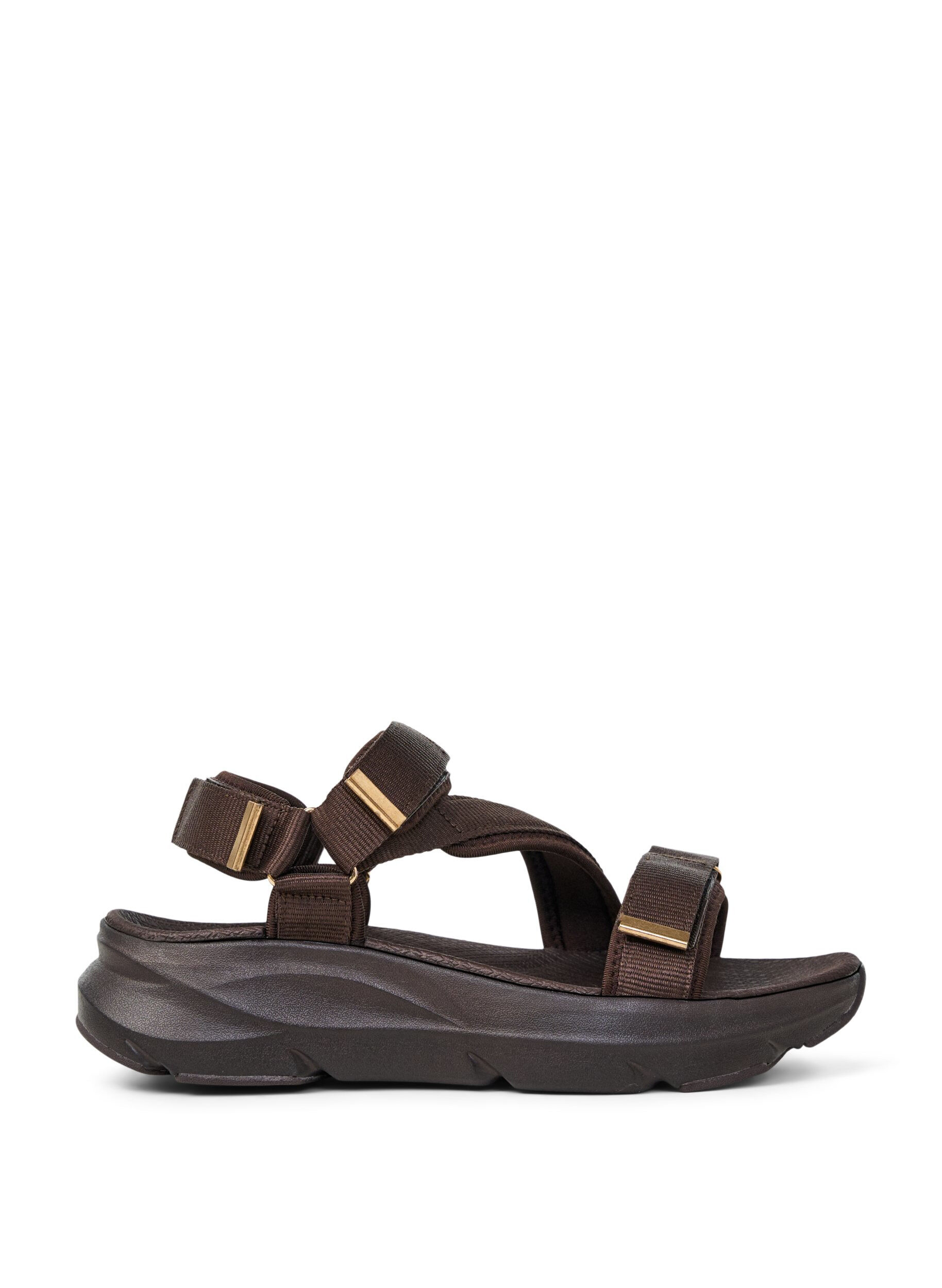 ZizziBekv&auml;m sandal med kardborreband och h&aring;lfotsst&ouml;d, Brun, Packshot image number 0