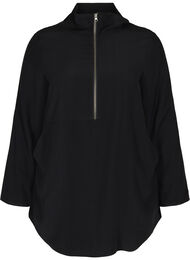 Långärmad tunika med blixtlås, Black