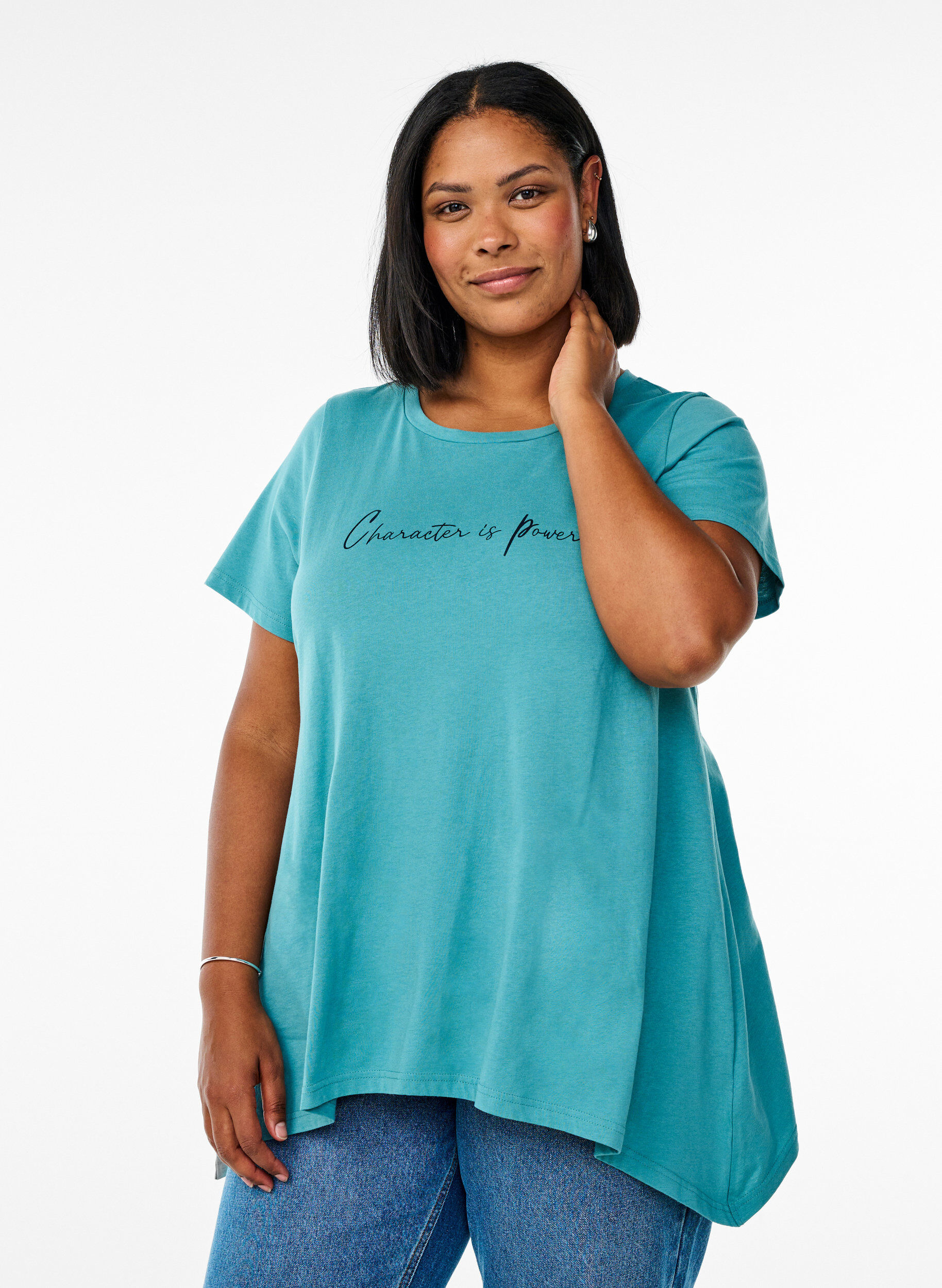 ZizziT-shirt med rund hals och A-linjeform, Gr&ouml;n, Model image number 0
