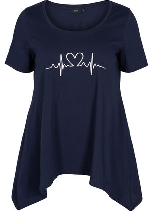 A-linjeformad t-shirt i bomull, Night Sky Silv Heart, Packshot image number 0