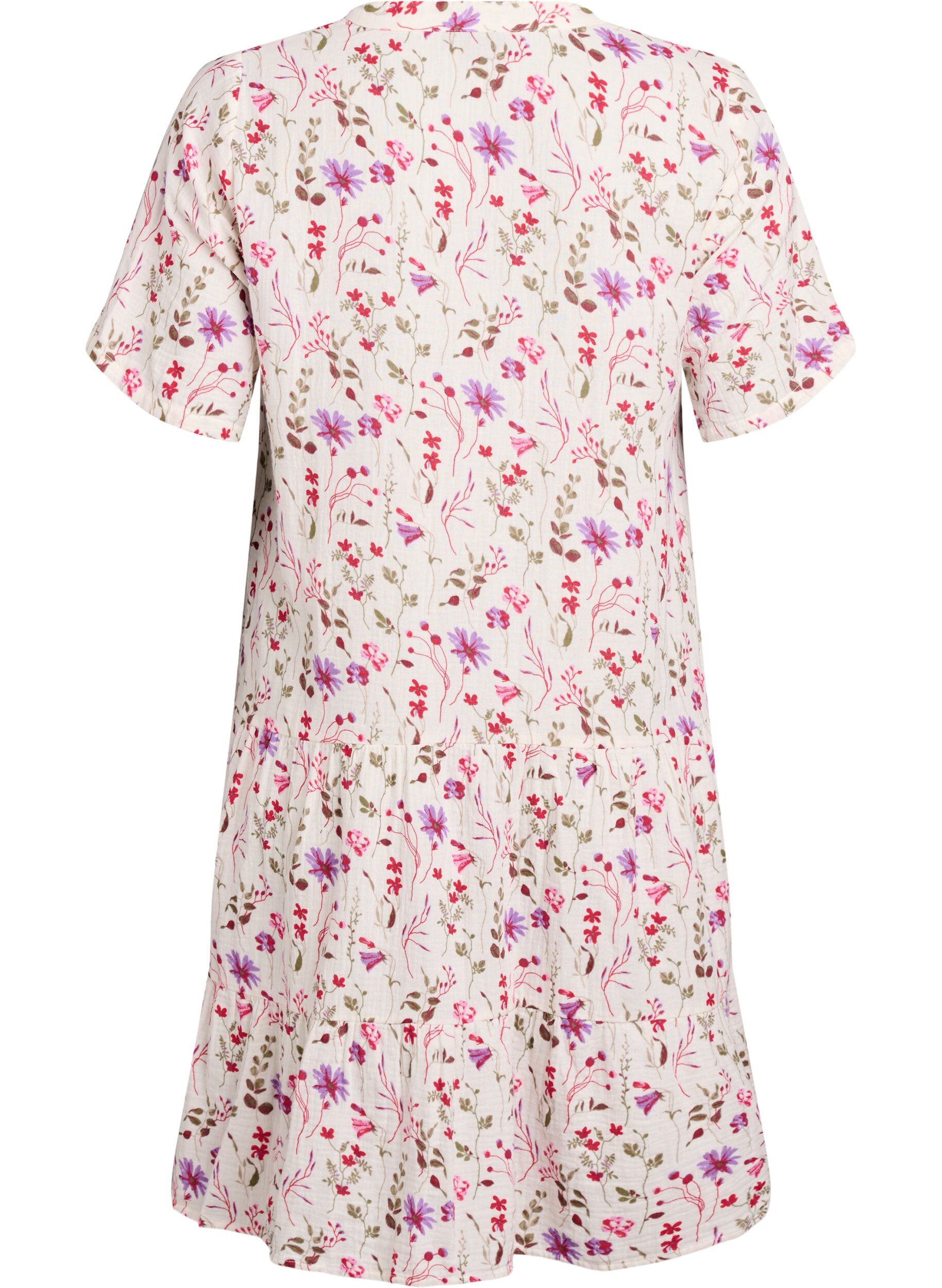 ZizziKort a-linjeformad kl&auml;nning i bomullsmuslin, Beige, Packshot image number 1