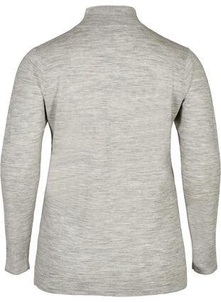 Tight stickad tröja i 100% ull, Light Grey Melange, Packshot image number 1