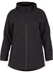 Kort softshell jacka med luva, Black, Packshot image number 0