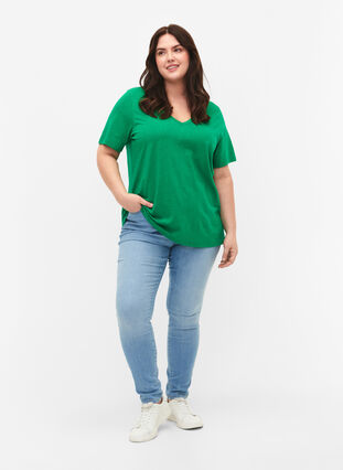 V-ringad bas t-shirt med korta ärmar, Jolly Green, Model image number 2