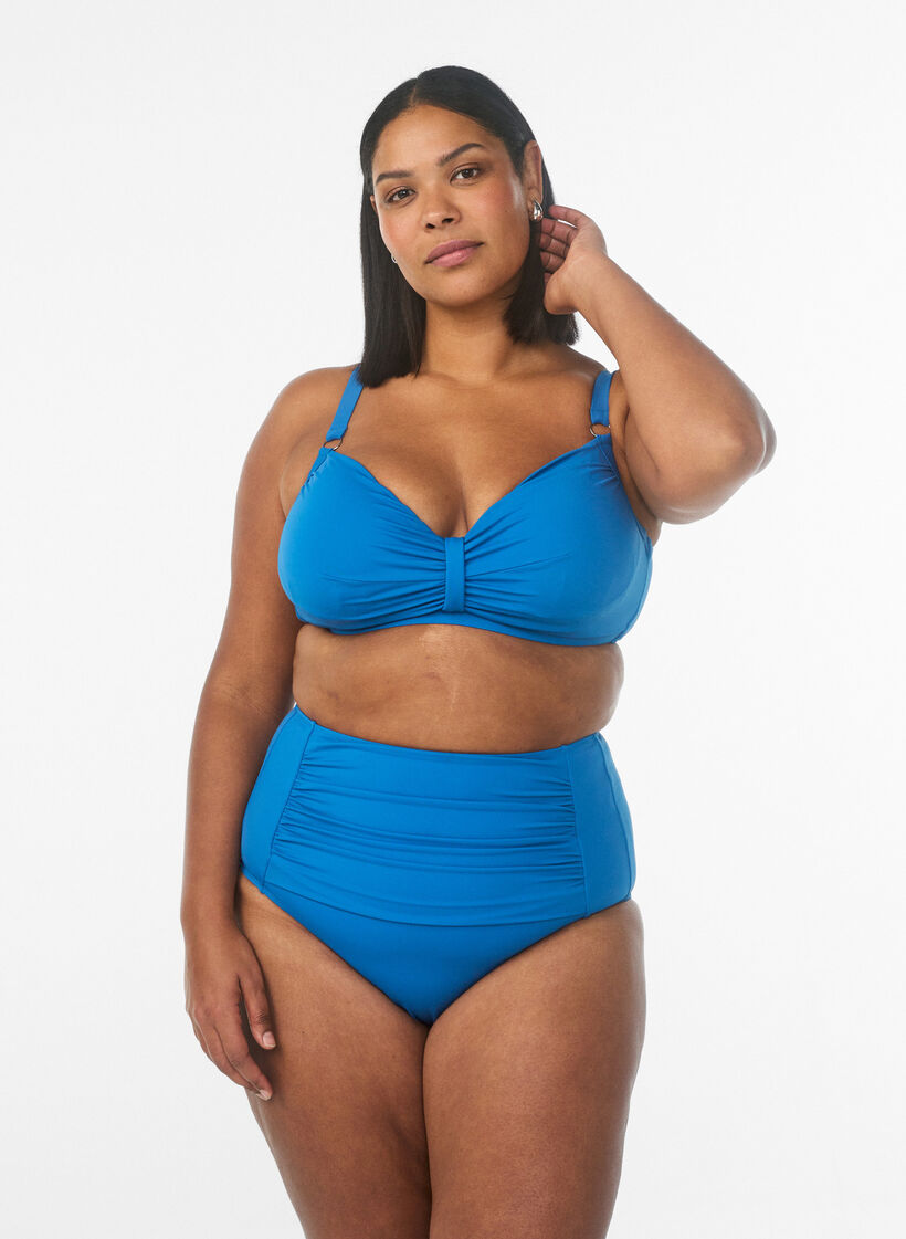 Bikini-bh med bygel och drapering, Bl&aring;, Model image number 1