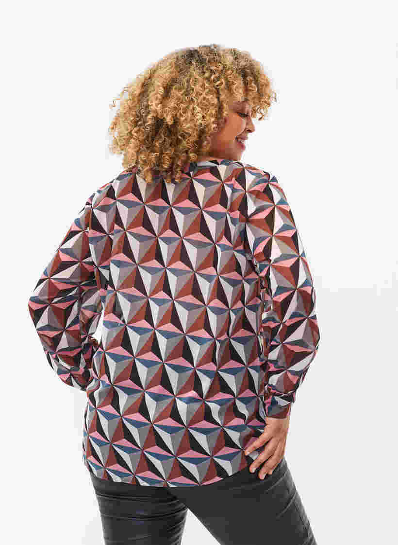 Skjorta med v-ringning och mönster, Graphic Pink, Model image number 1