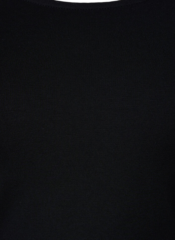 Enf&auml;rgad kl&auml;nning med 3/4-&auml;rmar och slits, Black, Packshot image number 2